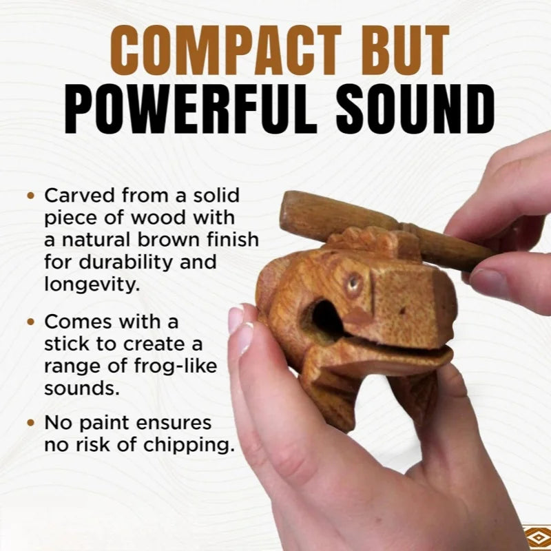 1pc Wooden Frog Guiro Rasp,Handcrafted Wooden Frog Musical Instrument,African Wooden Frog Rasp Musical Instrument for Adults Quake