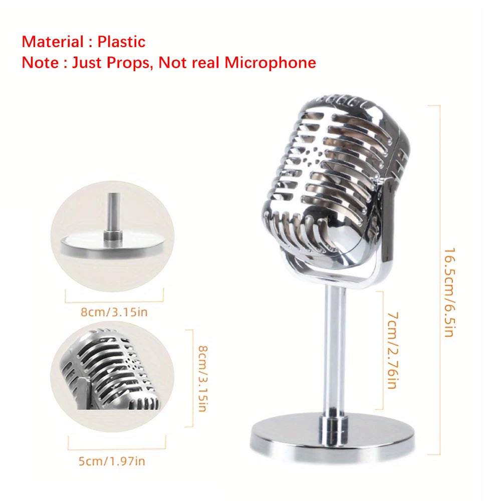 1x 2x Plastic Simulation Microphone Props Mic Stage Performance Photography Prop Home Party Decoration Ornament Quake