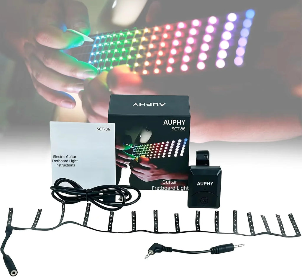 Guitar Fretboard Light with 12 Lighting Modes,Scale Learning System&Rhythm Sync for Party,Street Performance,Live Streaming Quake