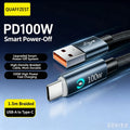 100W Super Fast Charging USB‑C to type‑C Cable, Smart Auto Power‑Off Braided Type‑C Charger Cord for phone Quake Usb to type-c 1.5m