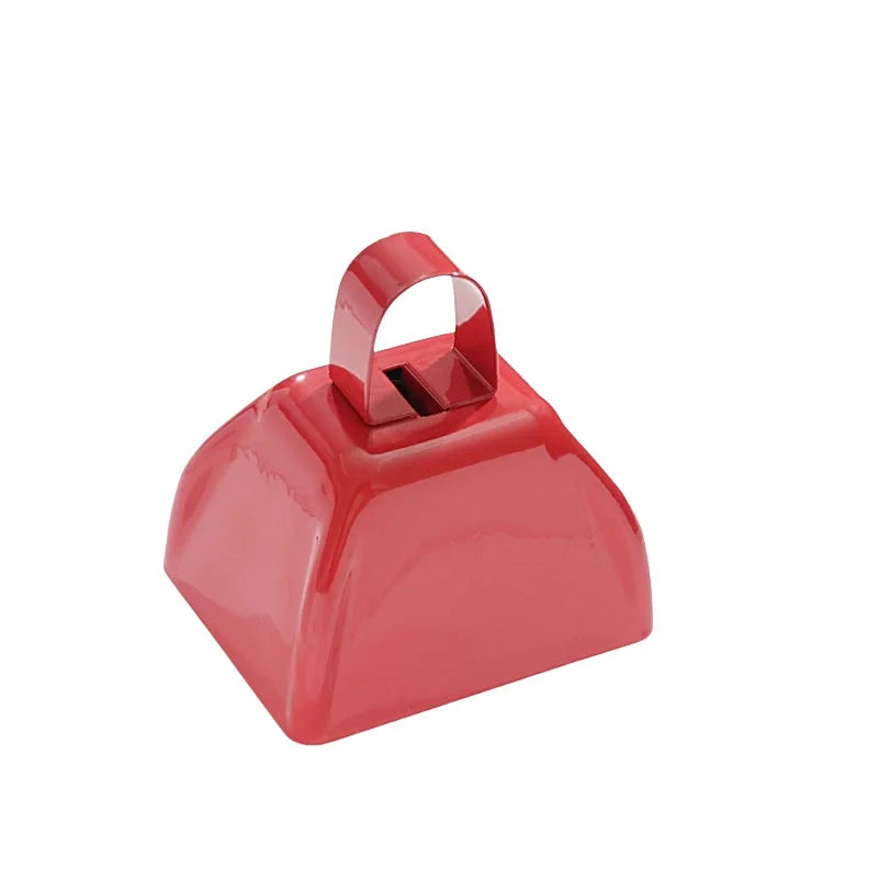 3-Inch Metal Cowbells with Handle, Hand Percussion Cowbell Noise Makers for Sporting Events, Football Games, Celebration Quake Red