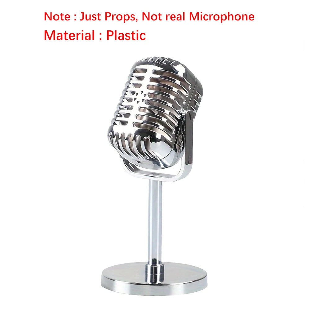1x 2x Plastic Simulation Microphone Props Mic Stage Performance Photography Prop Home Party Decoration Ornament Quake