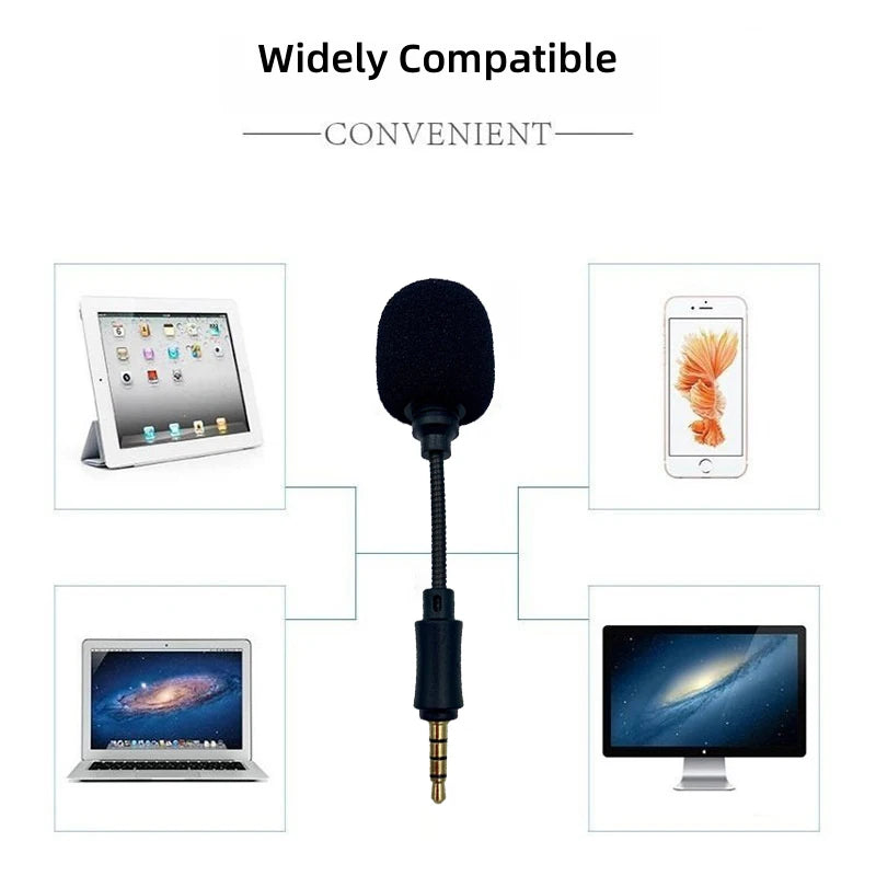 Mini 3.5mm Jack Flexible Capacitance Microphone 2/3/4 Pole Portable for Loudspeaker Sound Card PC Computer Laptop Mobile Phone Quake