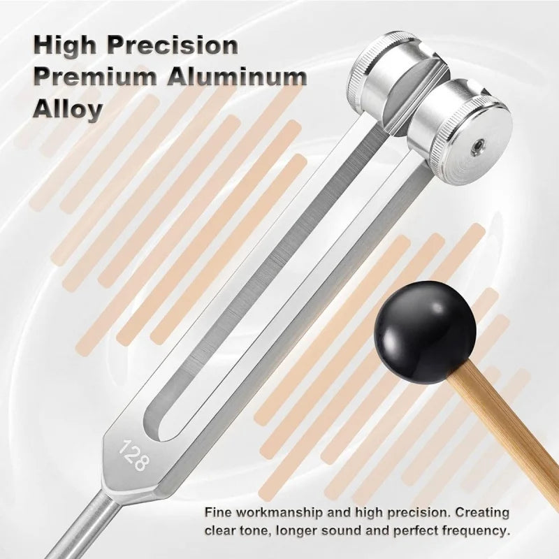 Tuning Fork Set 128Hz 528HZ Sound Fork Set Weighted Bio-Acoustic Tuning Fork for Healing Chakra,Sound Therapy,Reliever Stress Quake