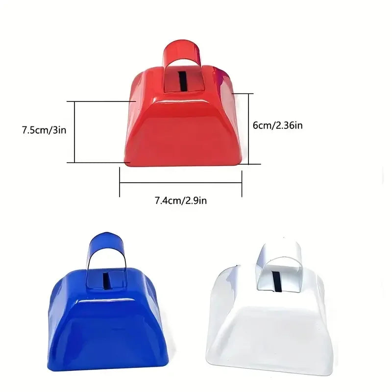 3-Inch Metal Cowbells with Handle, Hand Percussion Cowbell Noise Makers for Sporting Events, Football Games, Celebration Quake