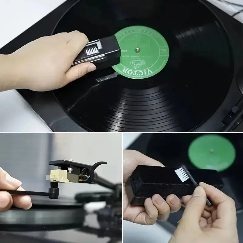 1Set Vinyl Records Cleaner Kit Anti Static Cleaning Brush Dust-Remover for LP Phonograph Record Turntables Cleaning Kits Quake