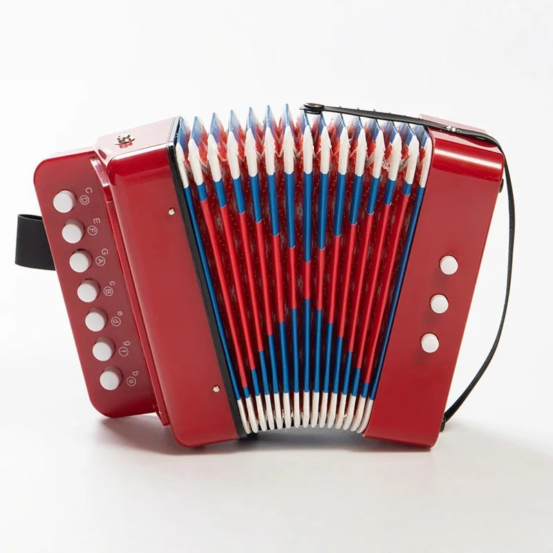 Mini Accordion,10-Key Control Button Accordion,Portable &Lightweight Accordion Instruments for Children Adults Beginners Quake Red