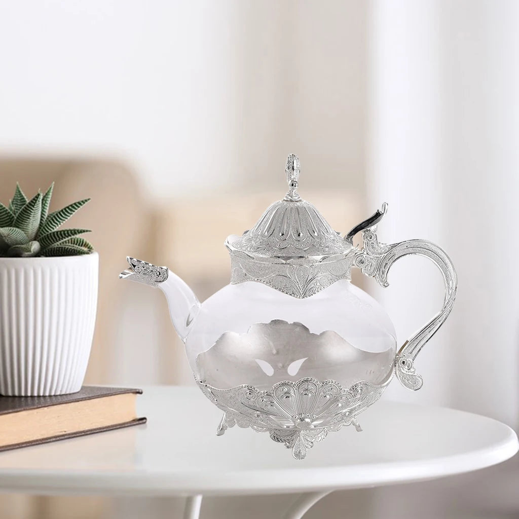 Vintage Glass Teapot Coffee Pot European Style Comfortable Handle Exquisite Lid Home Decoration Quake