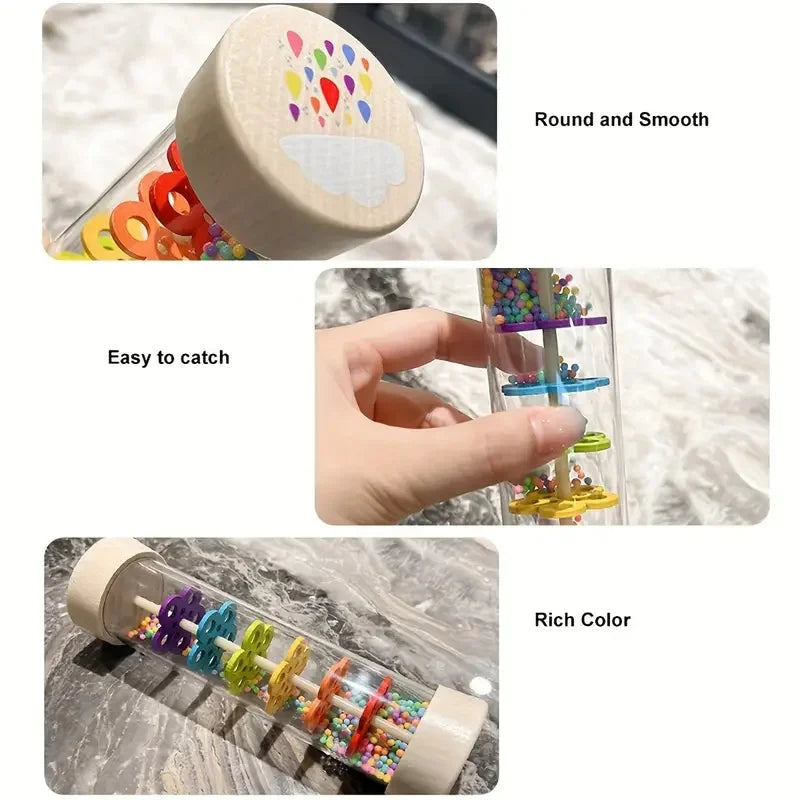 Wooden Rain Stick,Wooden Rain Sound Tube Instrument Rain Maker Musical Instrument Music Shaker Toy Hearing Enlightenment Toys Quake