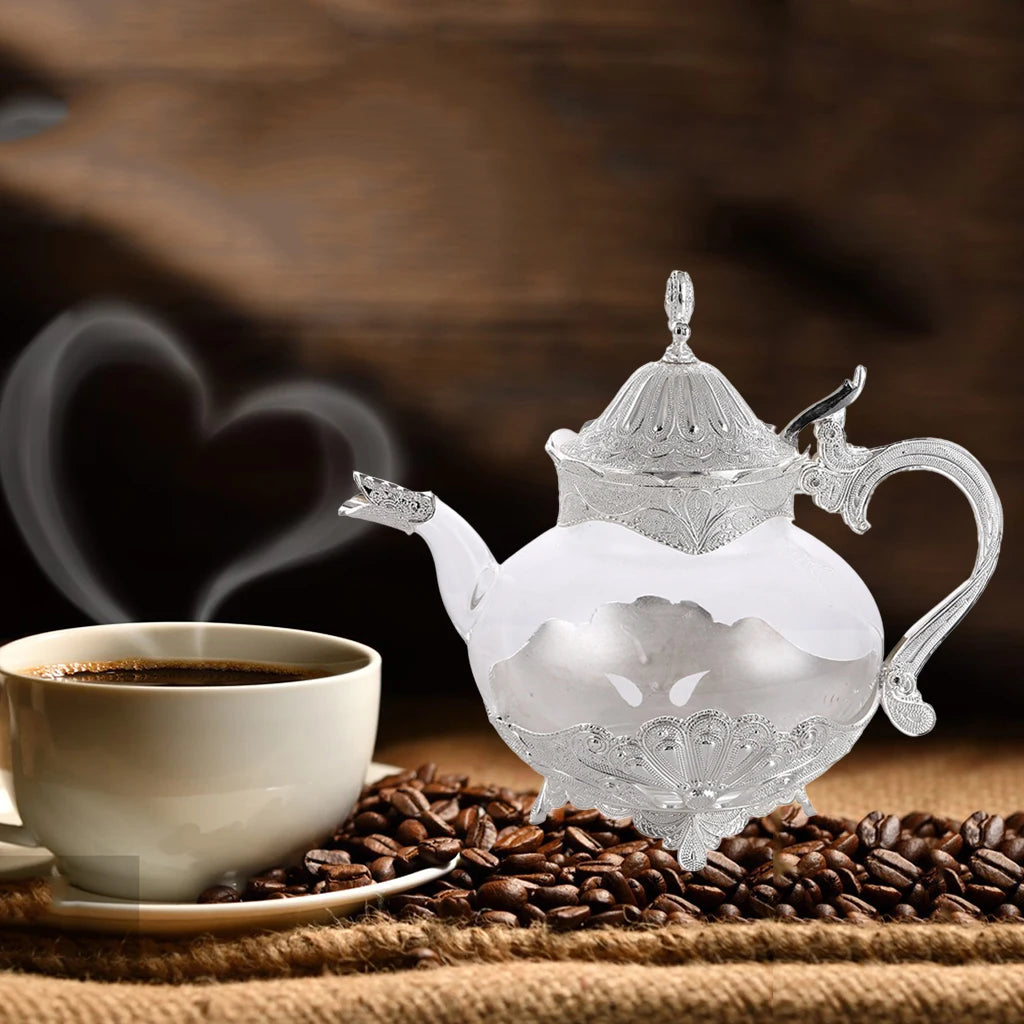 Vintage Glass Teapot Coffee Pot European Style Comfortable Handle Exquisite Lid Home Decoration Quake