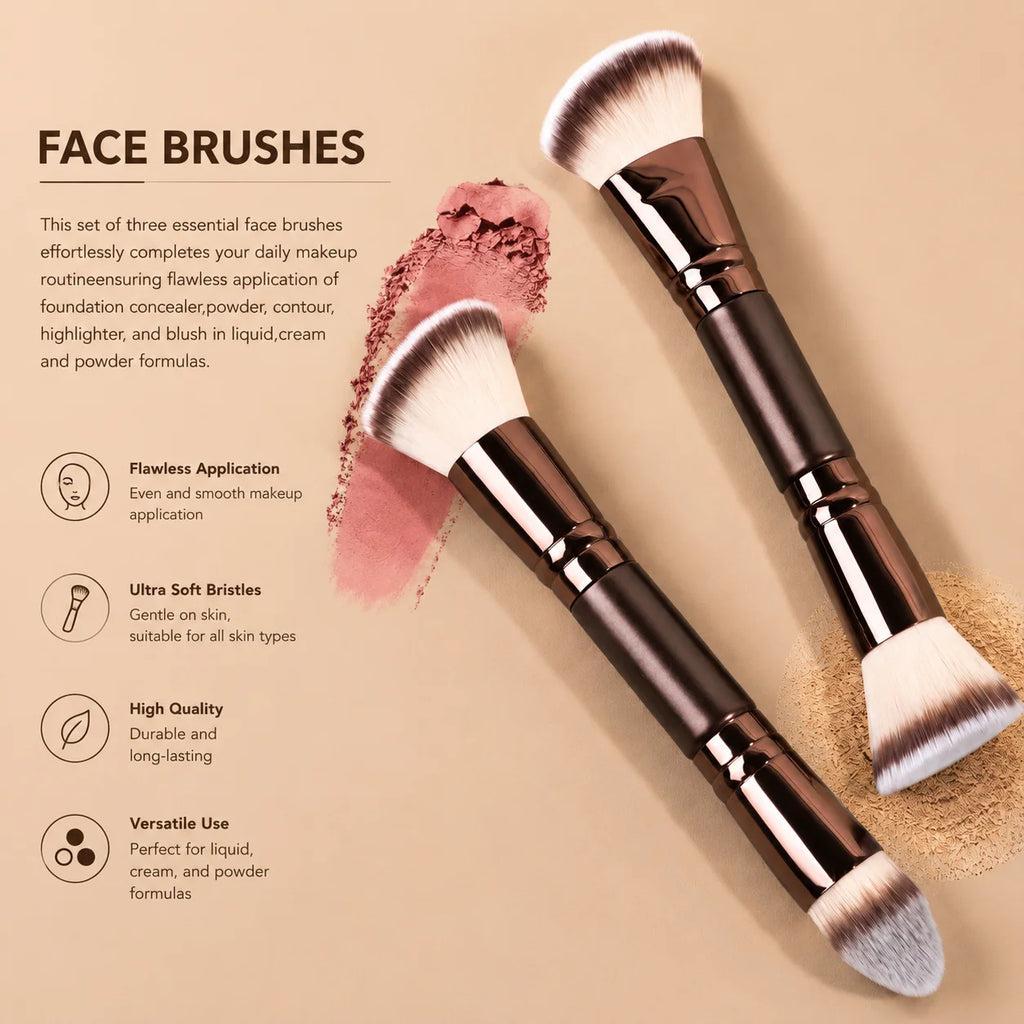 5/6/10 Professional Makeup Brush Set with Powder Puff, Dual-Ended Foundation Brush, Blush, Contour, Eyeshadow Quake