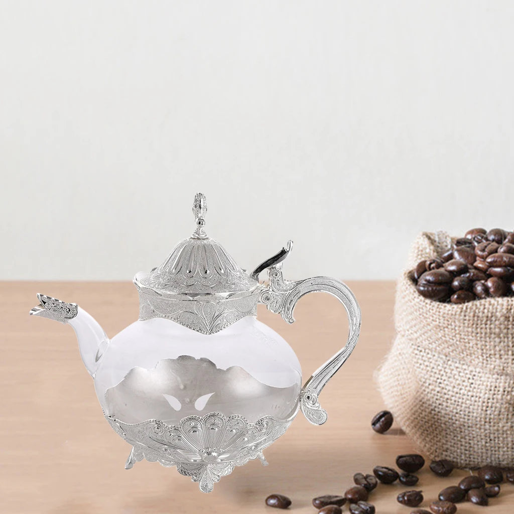 Vintage Glass Teapot Coffee Pot European Style Comfortable Handle Exquisite Lid Home Decoration Quake