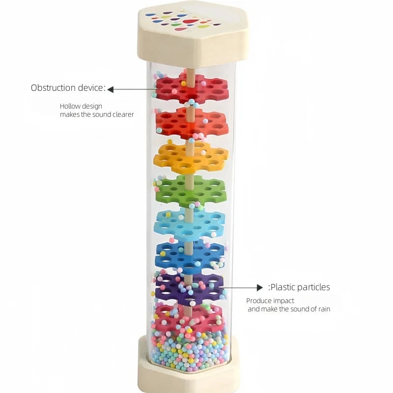 Wooden Rain Stick,Wooden Rain Sound Tube Instrument Rain Maker Musical Instrument Music Shaker Toy Hearing Enlightenment Toys Quake