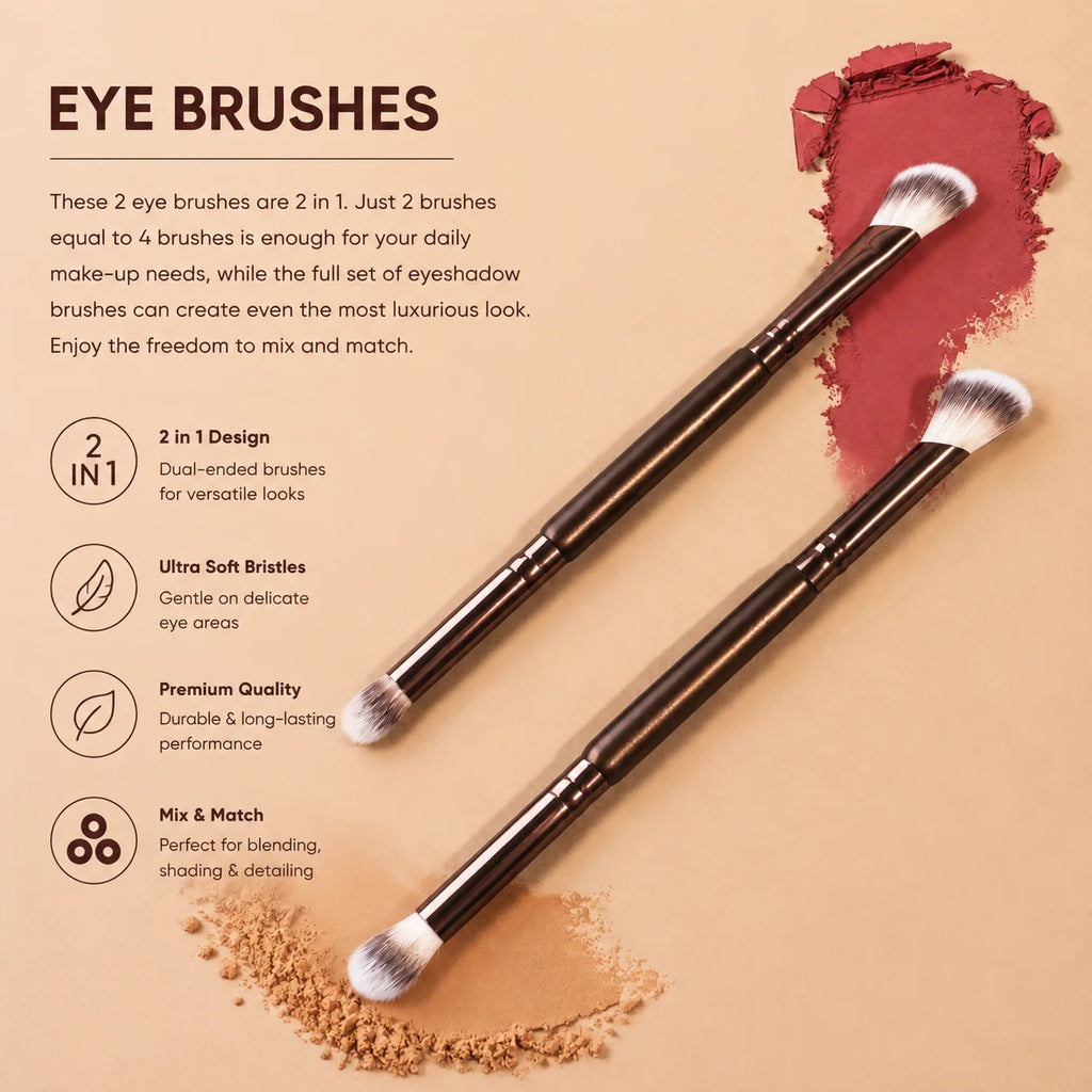 Professional Double Ended Makeup Brush Set Foundation Powder Blush Sculpting Brush With Triangle Powder Puff Beauty Sponge Cosme Quake