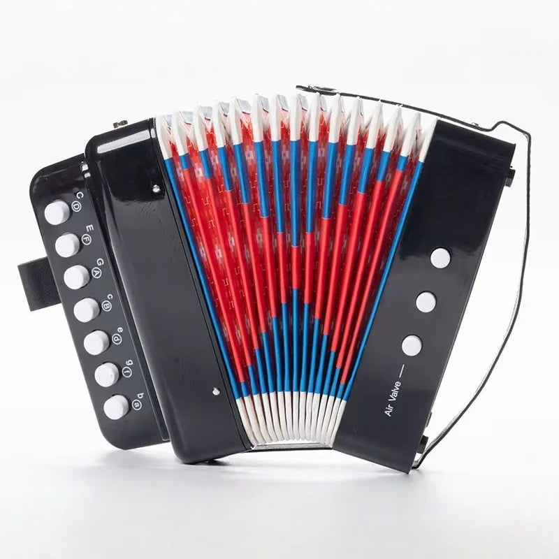 Mini Accordion,10-Key Control Button Accordion,Portable &Lightweight Accordion Instruments for Children Adults Beginners Quake black