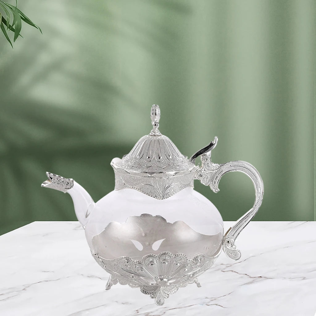 Vintage Glass Teapot Coffee Pot European Style Comfortable Handle Exquisite Lid Home Decoration Quake