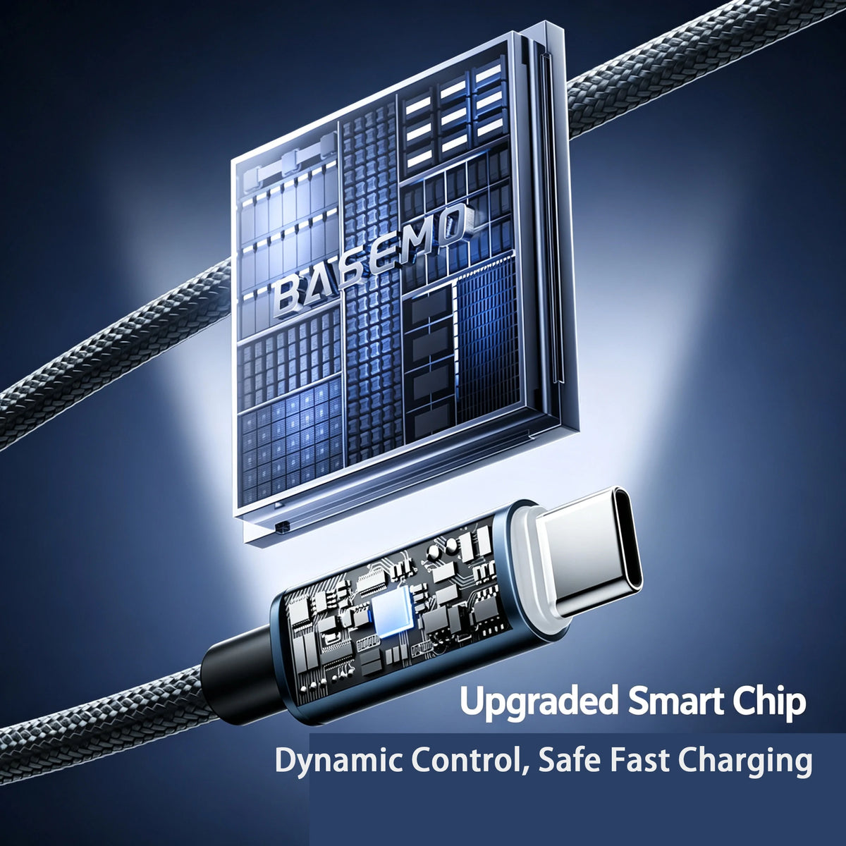 100W Super Fast Charging USB‑C to type‑C Cable, Smart Auto Power‑Off Braided Type‑C Charger Cord for phone Quake