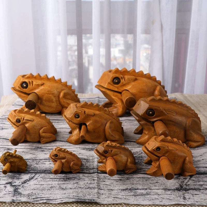 1pc Wooden Frog Guiro Rasp,Handcrafted Wooden Frog Musical Instrument,African Wooden Frog Rasp Musical Instrument for Adults Quake