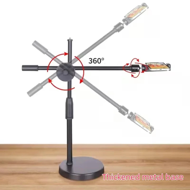 Overhead Tripod Table Tabletop Shooting Stand Tripods with Mobile Phone Holder Boom Arm for Smartphones Photography,Vlogging Quake