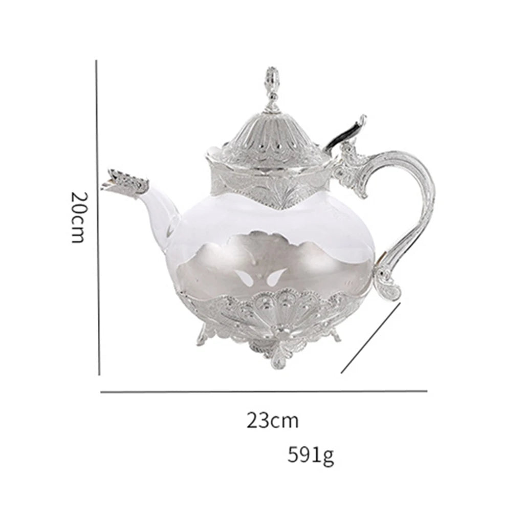 Vintage Glass Teapot Coffee Pot European Style Comfortable Handle Exquisite Lid Home Decoration Quake
