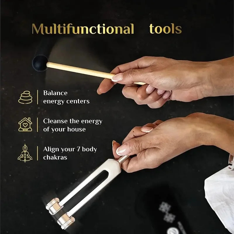 Tuning Fork Set 128Hz 528HZ Sound Fork Set Weighted Bio-Acoustic Tuning Fork for Healing Chakra,Sound Therapy,Reliever Stress Quake