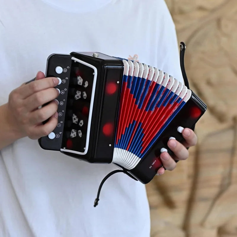 Mini Accordion,10-Key Control Button Accordion,Portable &Lightweight Accordion Instruments for Children Adults Beginners Quake