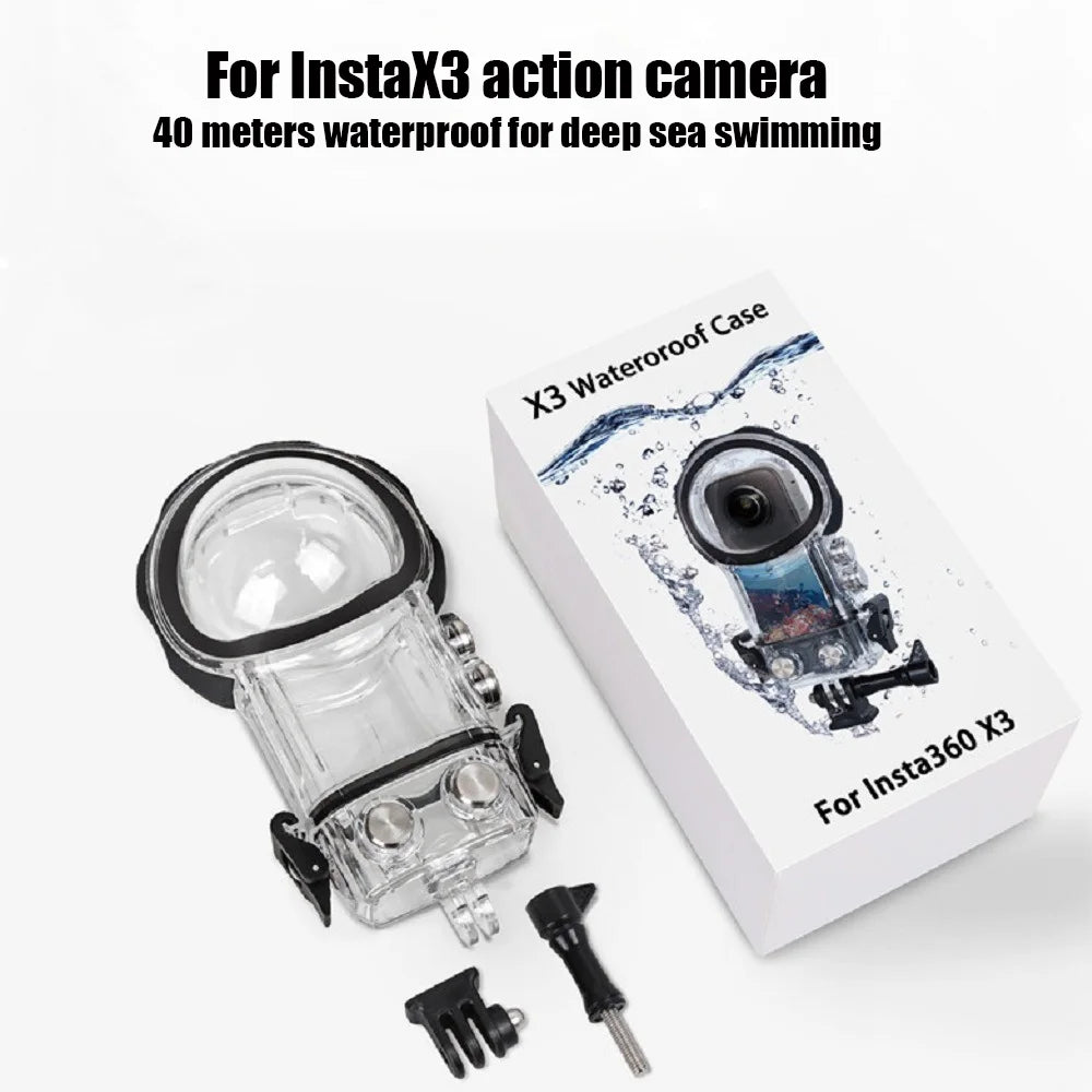 Dive Case For Insta360 X3 Invisible Waterproof Case,360° Panorama Action Camera Accessory,Dive Case with 40m Waterproof Depth Quake