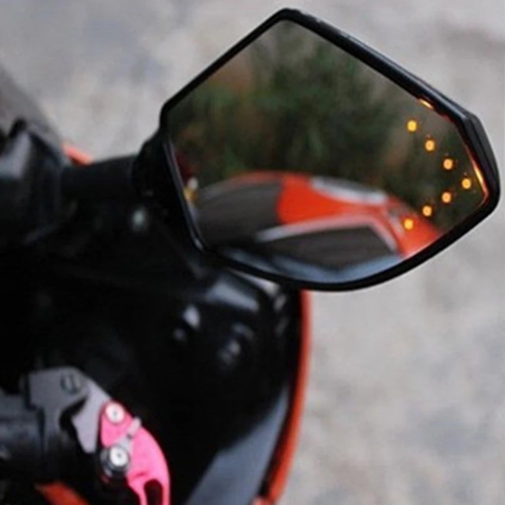 2Pcs Arrow Motorcycle Handlebar Mount Rearview Mirror with LED Turn Signal Lights for YMH Quake