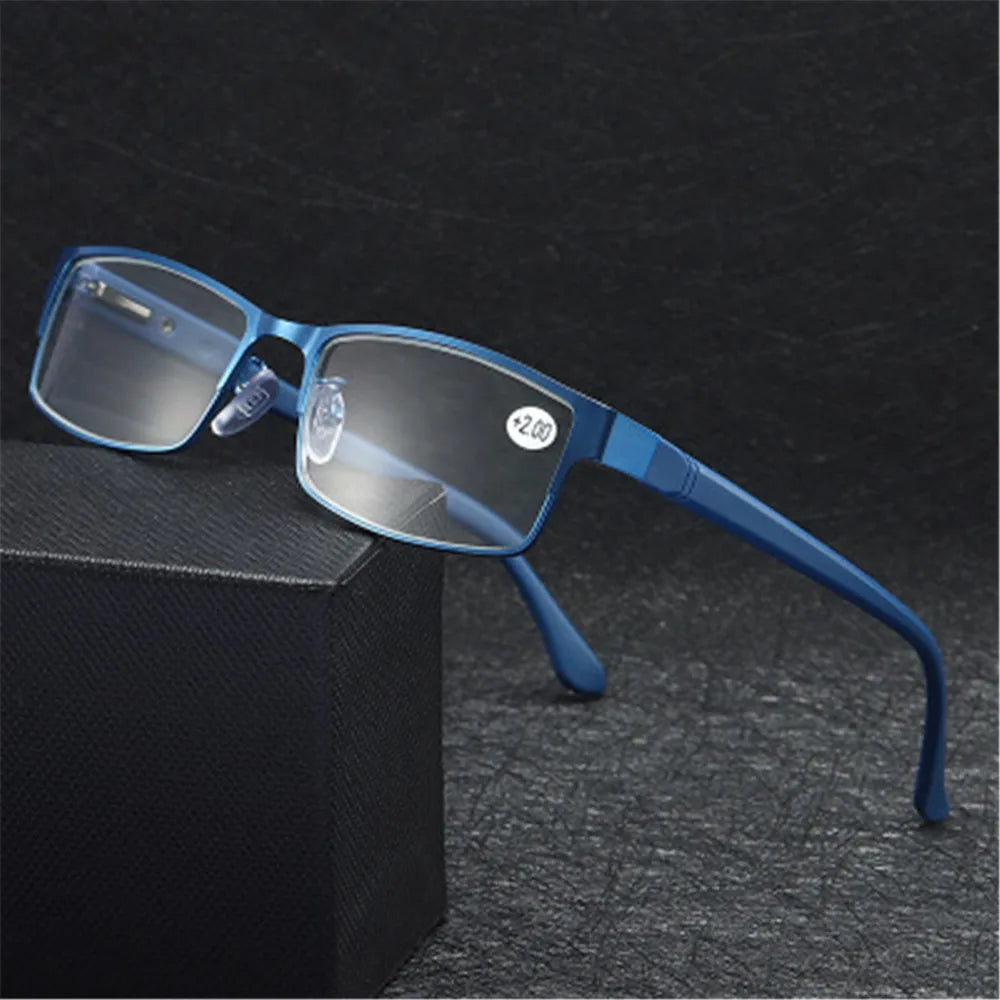 Fashion Classic Business Reading Glasses for Men Titanium Alloy Frame Readers Eyewear Ultra Light Resin Lens Presbyopia Glasses Quake