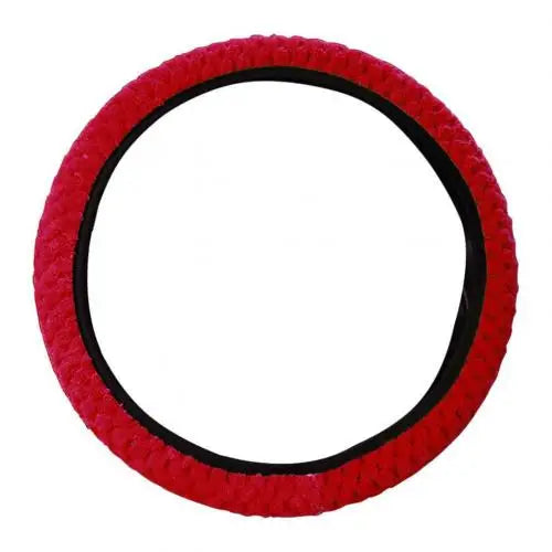 Universal Auto Steering Cover Winter Anti-Slip Soft Plush Car Steering Wheel Protected Cover Holder Accessories Quake Red