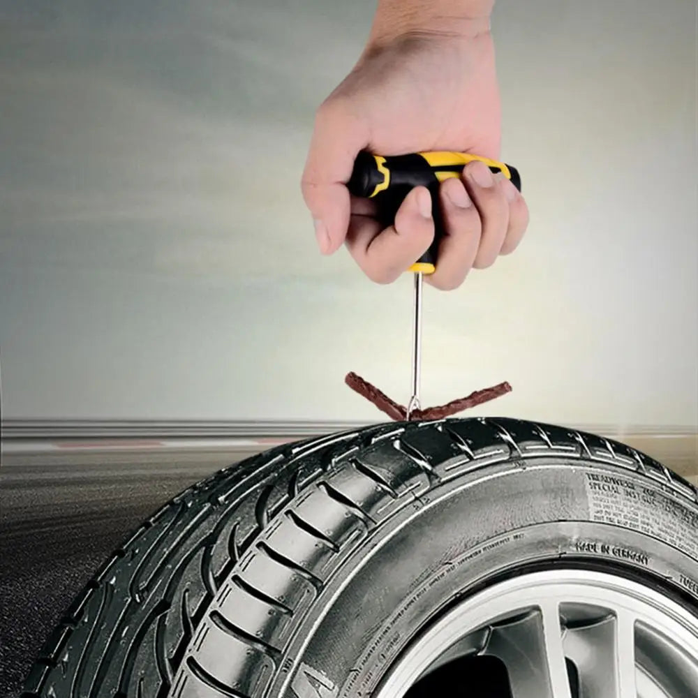 8Pcs Car Tire Glue Repair Strips Vehicle Tubeless Tire Plug Tyre Puncture Repair Kit Needle Patch Tool Insert/Thread Drill Quake