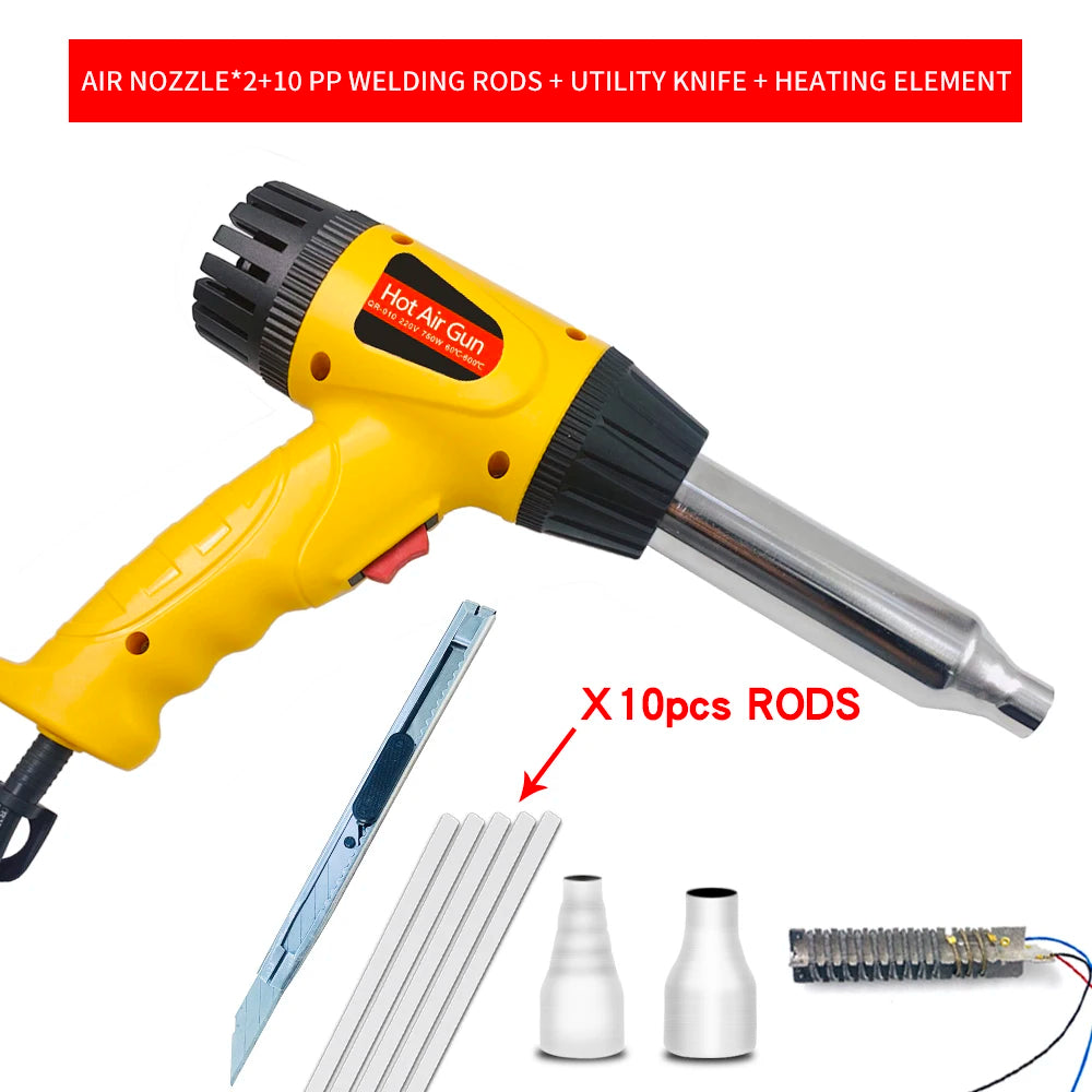 hot air gun Heat Gun Adjustable temperature welding gun Auto plastic pipe welding repair tool 100-600 degrees 750W Quake Q-750 set 3 220-240V EU plug Russian Federation