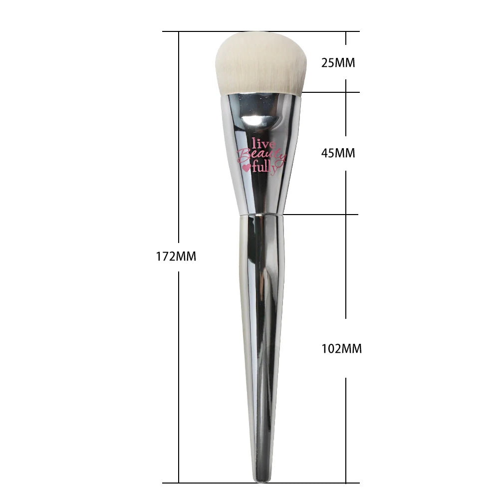 Professional IT Cosmetic Foundation Brush Silver Chromed Round Head Liquid Foundation BB Cream Bronzer Makeup Brush Quake