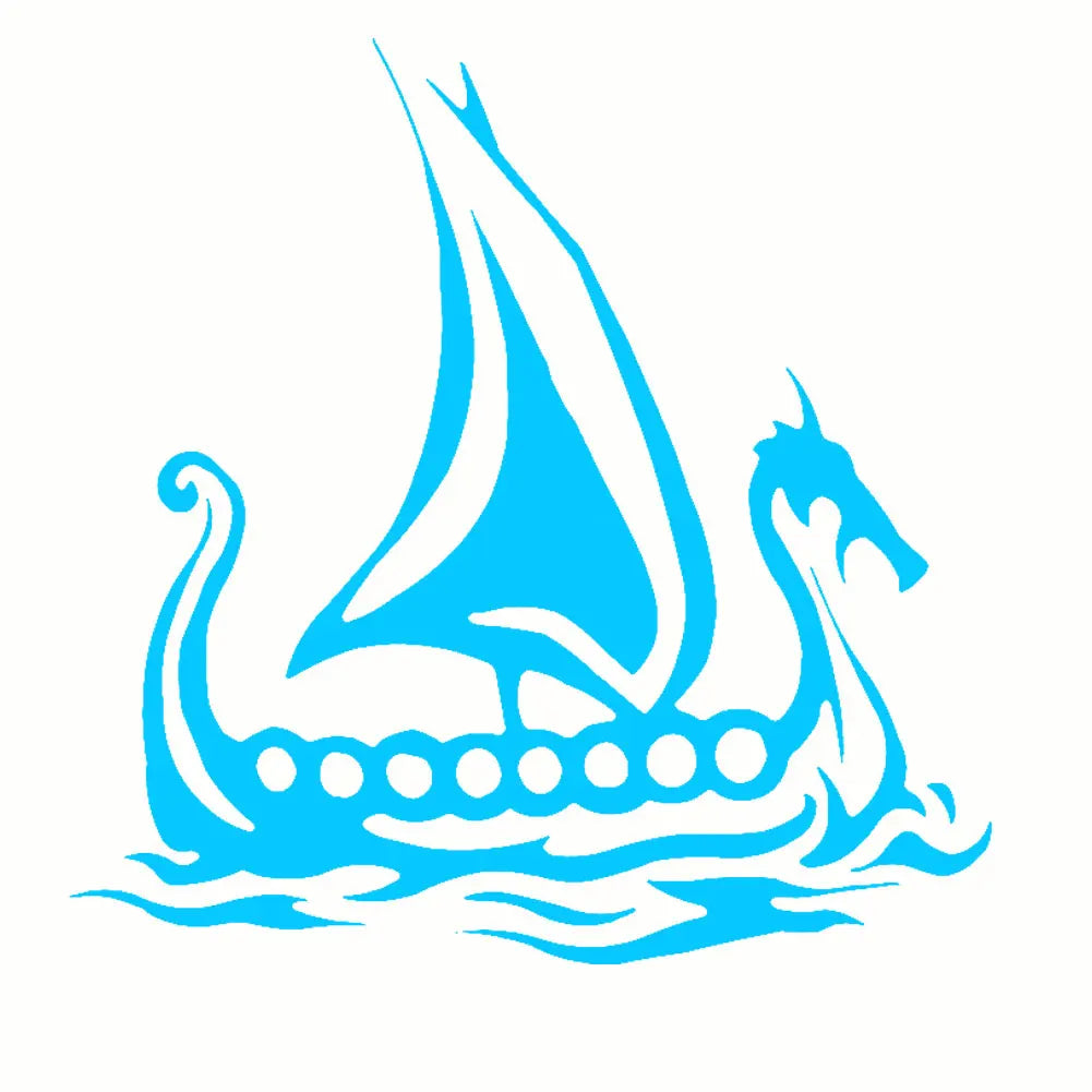 Viking Ship Stickers Car Body Window Truck Laptop Motorcycle Reflective Decals Sticker Decoration Quake Blue