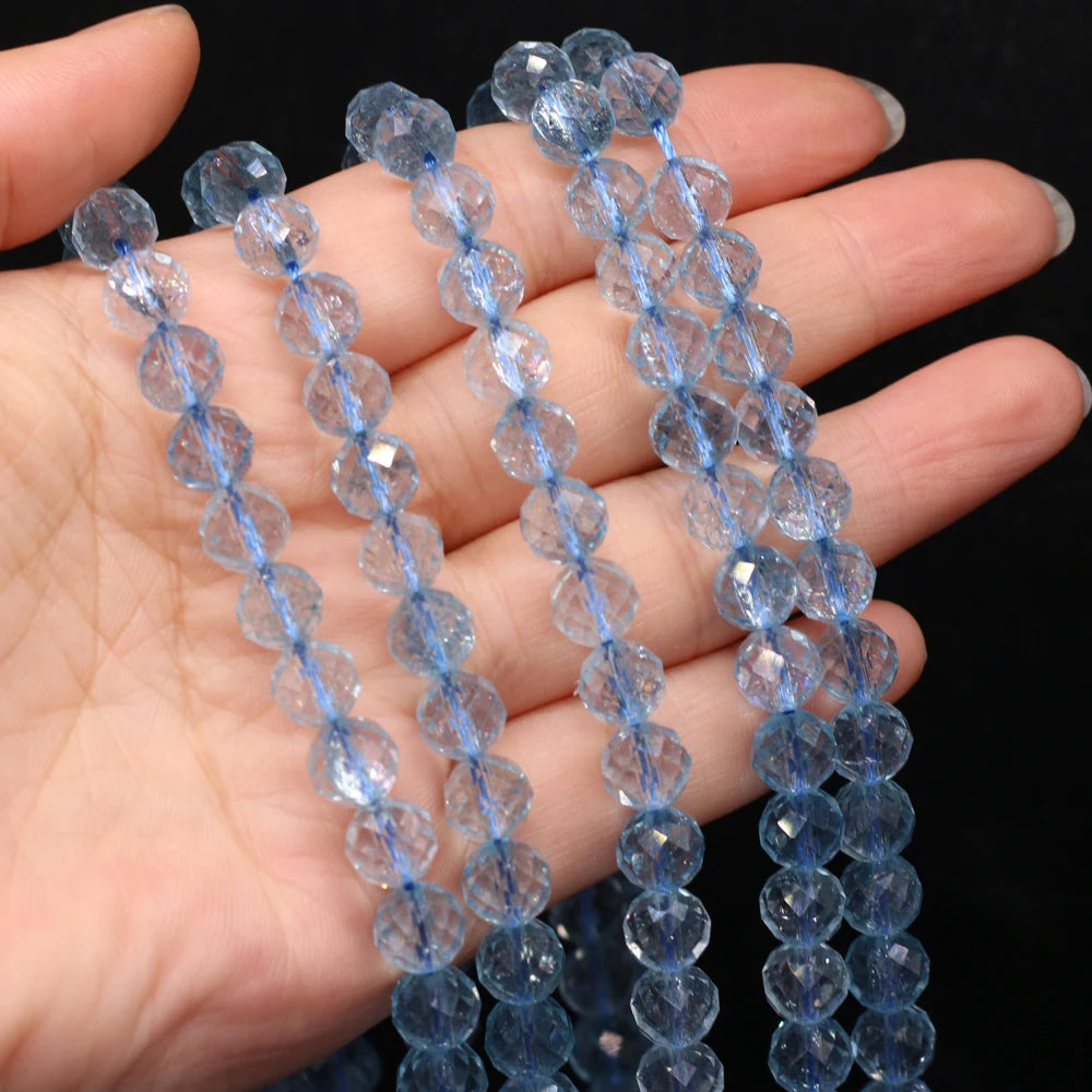New Style Fashion Natural Stone Beads Section Blue Topa Loose Bead 8 MM For Jewelry Making DIY Necklace Earrings Accessory Quake