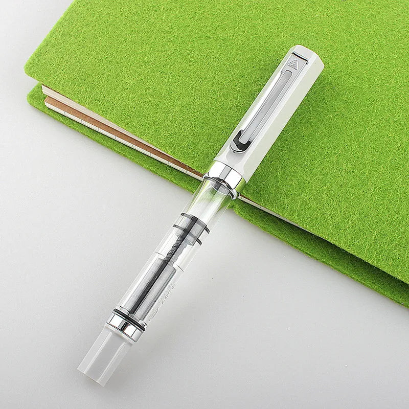 Lanbitou 3059 Fountain Pen Piston Plastic Ink Pen EF/F Nib Silver Clip Business Stationery Office School Supplies Writing Gift Quake ONE PEN 3 EF 0.38MM