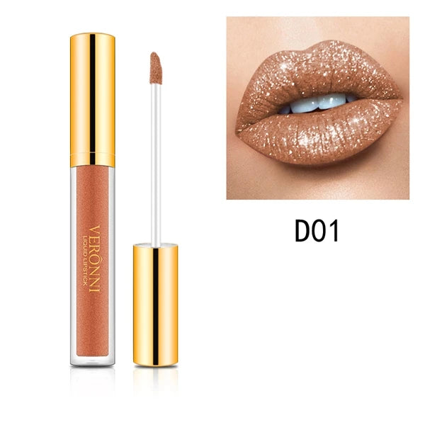 10 Colors Diamond Shimmer Glitter Lip Gloss Waterproof Matte Glitter Liquid Lipstick Diamond Pearl Colour Lip Gloss Sexy Make Up Quake D01