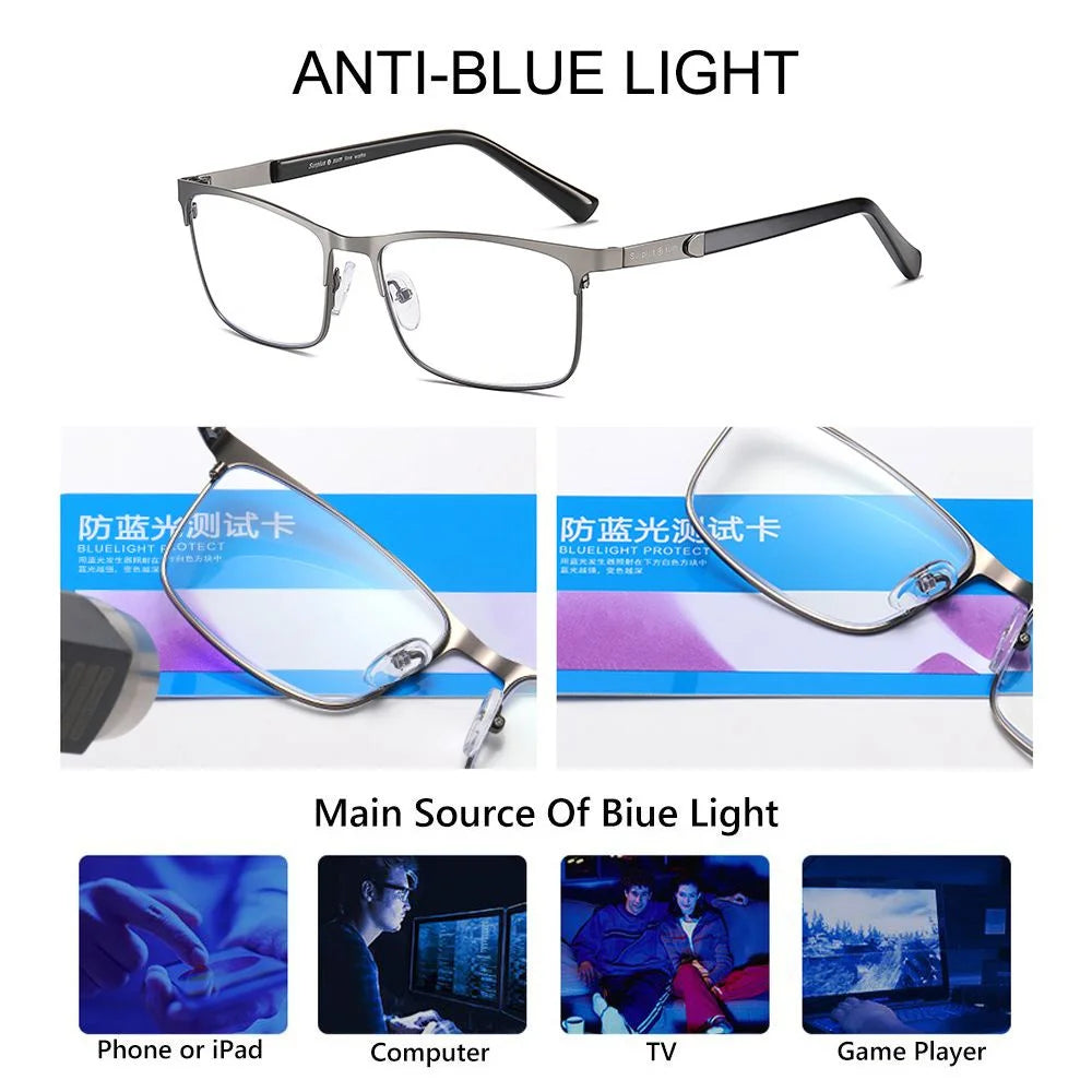 Fashion Business Reading Glasses for Men Women Classic Metal Frame Readers Glasses Mens Presbyopic Optical Glasses +1.0~+4.0 Quake
