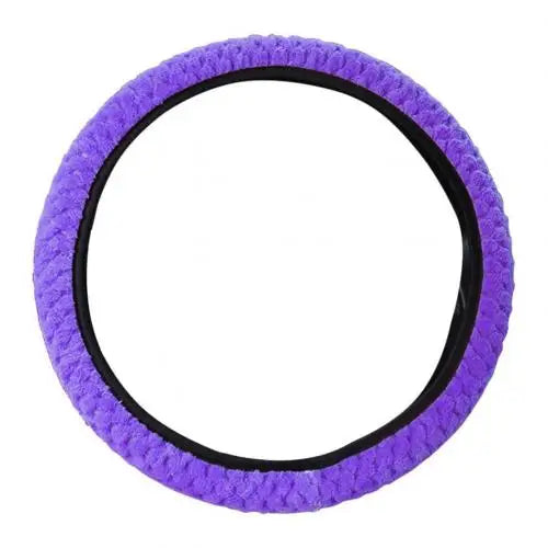 Universal Auto Steering Cover Winter Anti-Slip Soft Plush Car Steering Wheel Protected Cover Holder Accessories Quake PURPLE