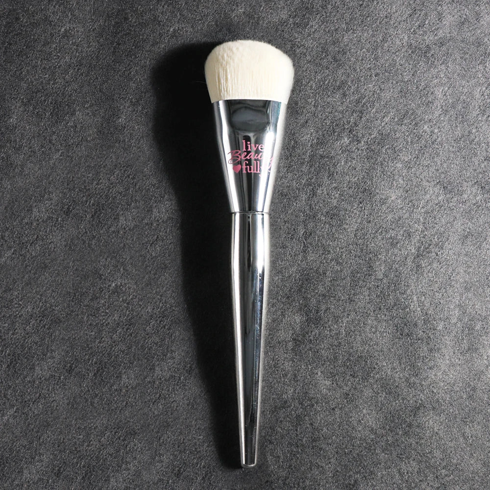 Professional IT Cosmetic Foundation Brush Silver Chromed Round Head Liquid Foundation BB Cream Bronzer Makeup Brush Quake Default Title