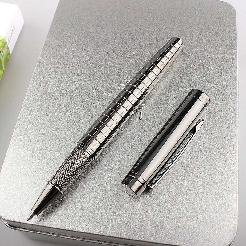 Monte Mount School Office Stationery Supplies Luxury Metal Gray Lattice Roller Ball Pen 0.7mm Metal Ballpoint Pens for Gift Quake