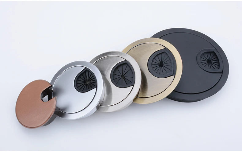 Zinc Alloy Round Table Wire Hole Covers Outlet Port Computer PC Desk Cable Grommet Line Holder 50mm/53mm/60mm/80mm Quake