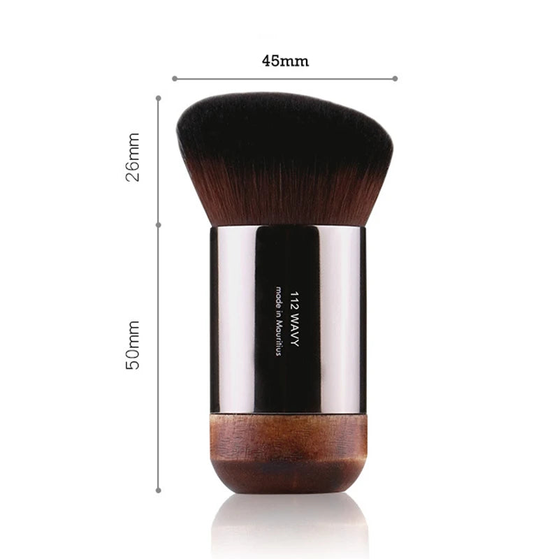 MUF112 Wavy Angled Foundation Cream Brushes Metal Wood Soft Buffing Foundation Powder Makeup Brush Quake