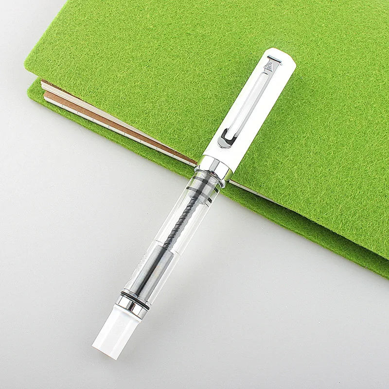 Lanbitou 3059 Fountain Pen Piston Plastic Ink Pen EF/F Nib Silver Clip Business Stationery Office School Supplies Writing Gift Quake ONE PEN 1 Dark tip 0.5MM