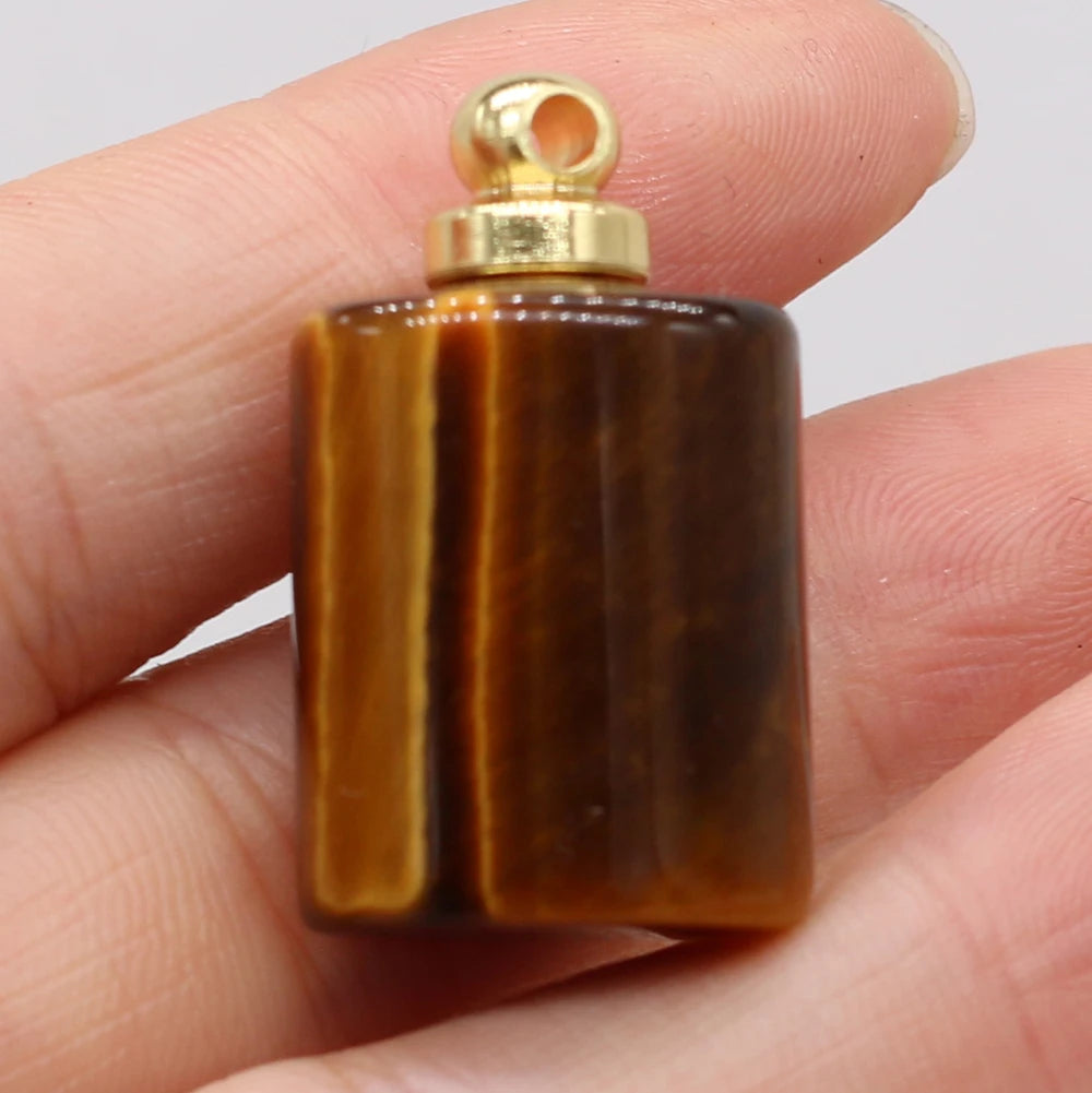 2021 New Style Hot Sale Natural Stone Perfume Bottle Pendant Irregular Tiger Eye Stone For Jewelry Making DIY Necklace Accessory Quake 18x22mm