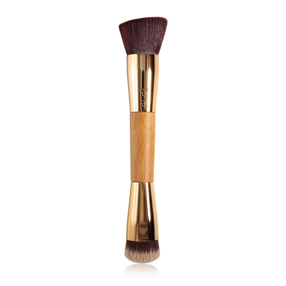 Double Ended Makeup Brush Bamboo Angled Contour Brush Precision BB Cream Liquid Foundation Makeup Brushes Gold Quake Default Title