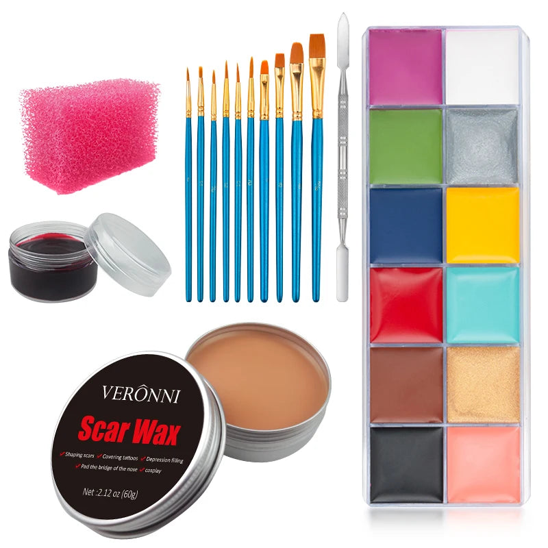 VERONNI SFX Makeup Kit – 12 Color Face & Body Paint Halloween