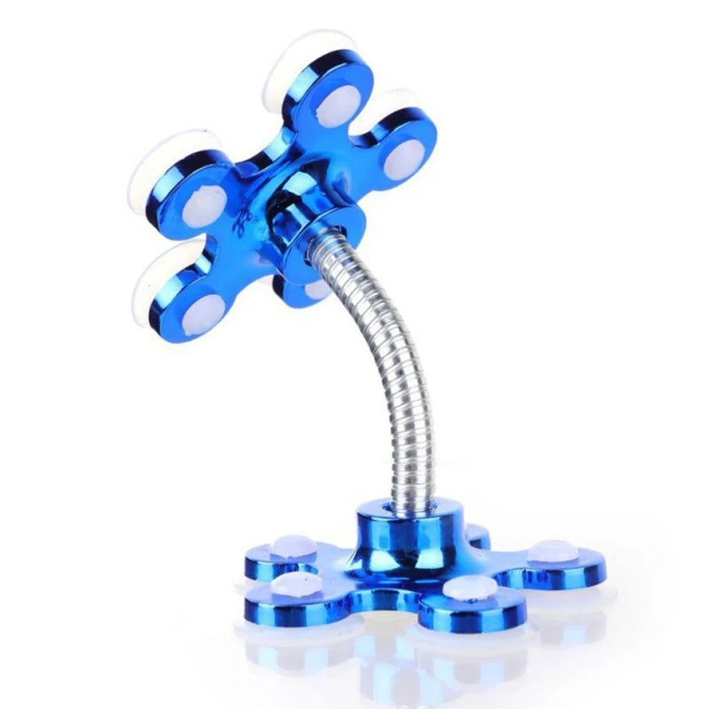 Car Double Suction Cup Mobile Phone Holder Rotatable Silicone Petal Shaped Sucker Vehicle Bracket Stand Universal 5 Color Quake BL