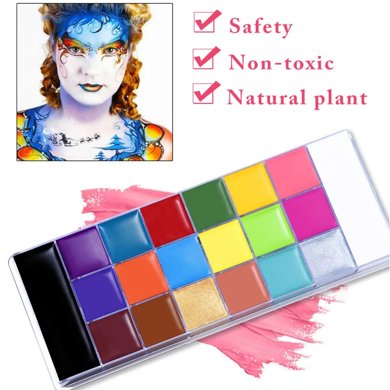 20 Colors Face Body Painting Oil Safe Kids Flash Tattoo Painting Art Halloween Party Makeup Fancy Dress Beauty Palette Set Quake