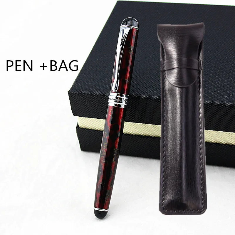 Jinhao X750 Classic Style Silver Clip Metal Fountain Pen 0.5mm Nib Steel Ink Pens for Gift Office Supplies School Supplies Quake PEN AND BAG 1 Medium 0.6-0.7mm